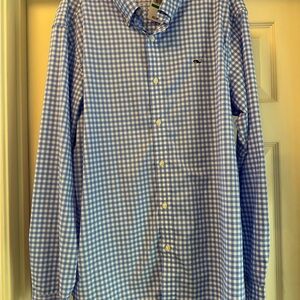 Vineyard Vines Light Blue Gingham Casual Shirt